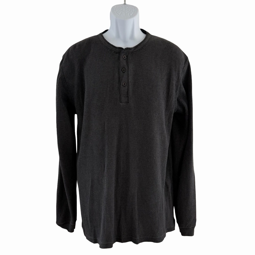 Vintage Thermal Henley Mens XL Charcoal Gray Dexter Morgan Kill Shirt Y2K Grunge